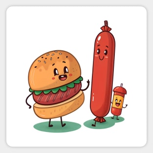 Happy Fast Food Friends Magnet